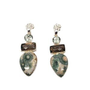 Sajen Sterling Silver Multi Gemstone Pear Shape Drop Earrings #19525